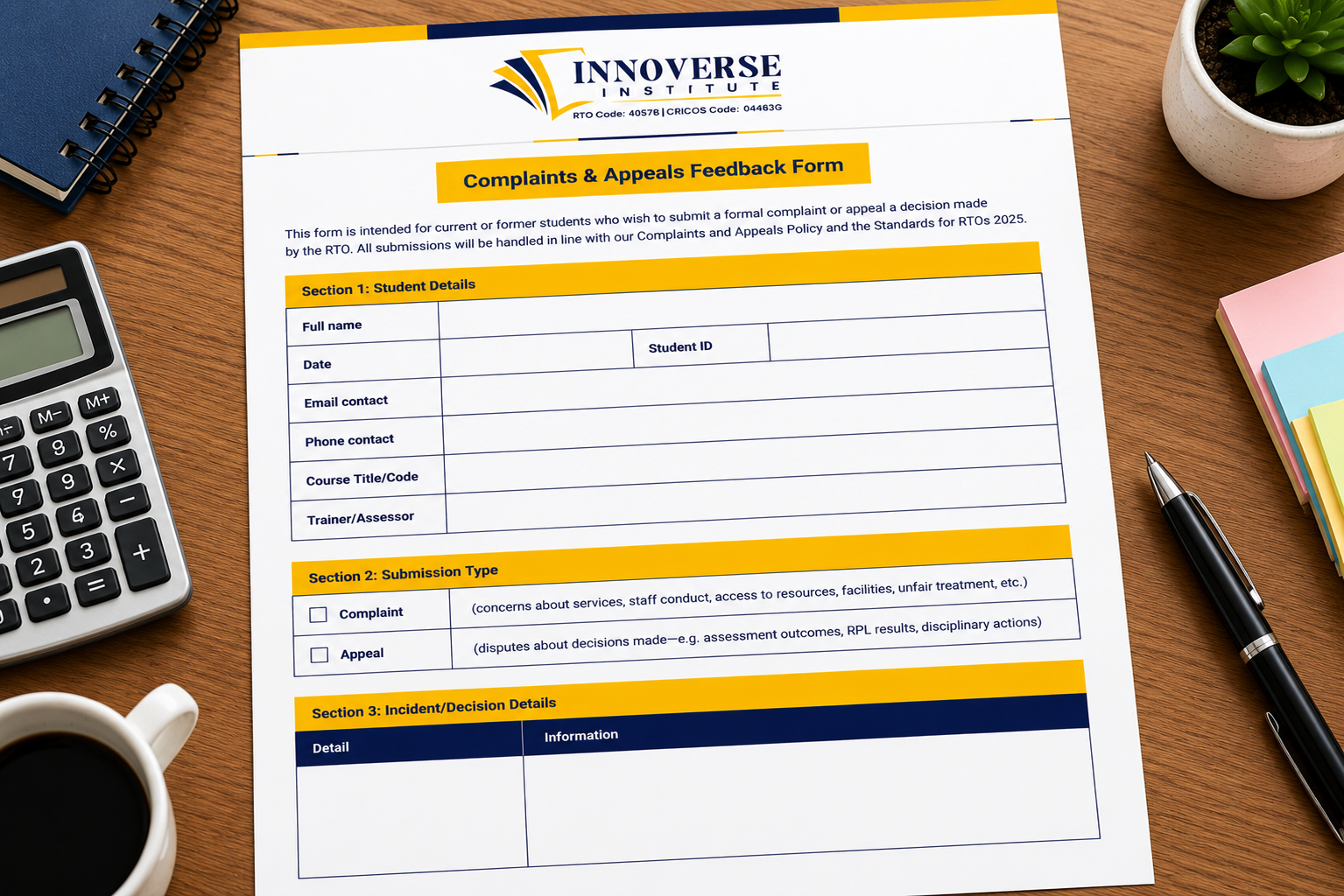 Complaints and appeal form